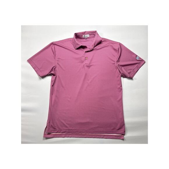 Peter Millar Summer Comfort Men's Short Sleeve Pink Geo Print Polo Shirt - M - Picture 1 of 5